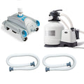 intex pool sand filter pump w/ automatic timer &amp; side vacuum &amp; 1.5” hose 2 pack