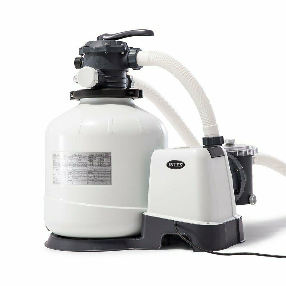 intex pool sand filter pump w/ automatic timer &amp; side vacuum &amp; 1.5” hose 2 pack