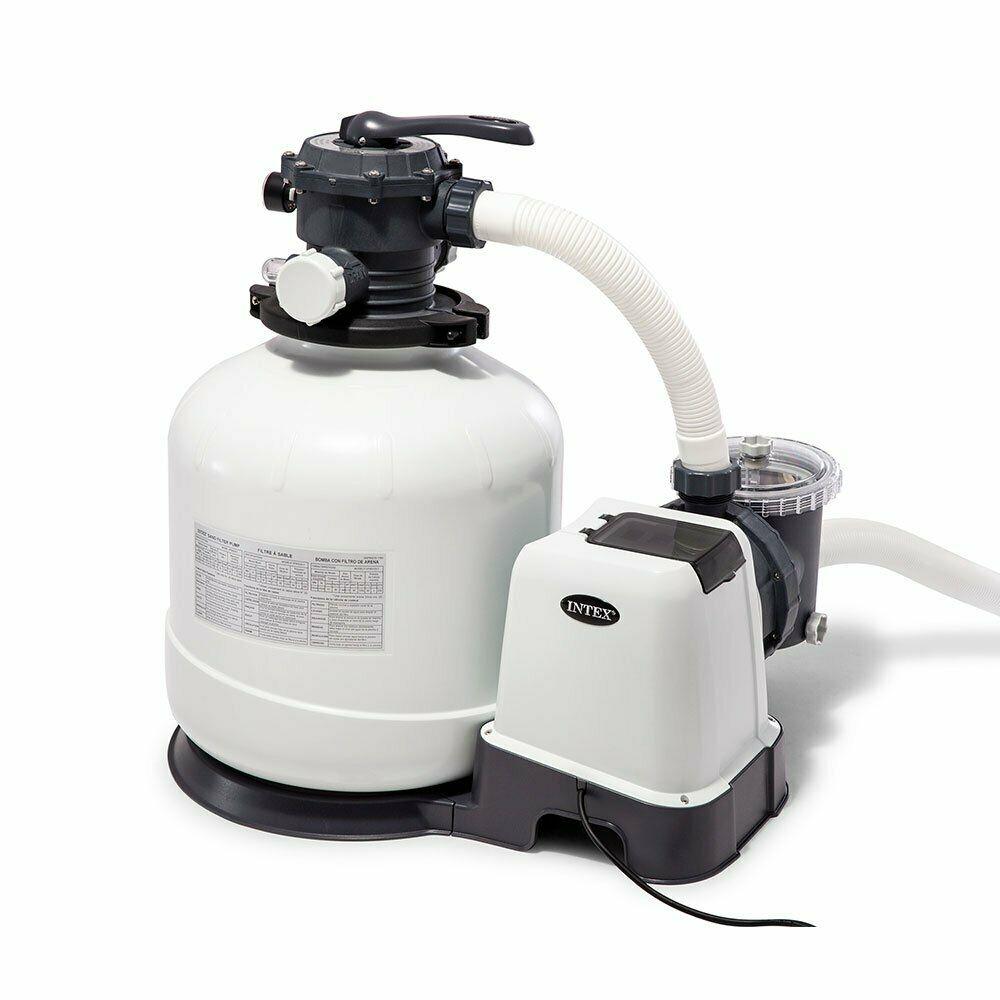 intex pool sand filter pump w/ automatic timer &amp; side vacuum &amp; 1.5” hose 2 pack