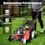 21-Inch 5HP Lawn Mower, 140CC 4-Stroke OHV Engine, Self-propelled Gas Powered Lawn Mowers, 8 Height Adjustment Push Lawn Mower Silencer, Durable Steel Deck Walk-Behind Lawn Mowers for LarFields