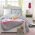 Mi Zone Kids Crazy Daisy Twin Bedding For Girls Quilt Set - Sky Blue, Pink , Flowers, Butterfly - 3 Piece Kids Girls Quilts - Ultra Soft Microfiber Quilt Sets Coverlet
