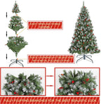 6FT Snow Frosted Christmas Tree, Pre-lit Artificial Christmas Tree with Pine Cones Red Holly Berries, Spruce Christmas Tree, Holiday Decoration Tree w/800 Tips &amp; 290 Lights