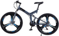 26 inch Folding Bike Foldable Mountain Bikes 21 Speed Full Suspension MTB Road Bicycle Double Disc Brake s High Carbon Steel 3-Spoke Wheels for Adults Teens Men Women