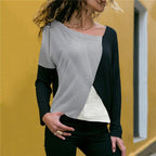 Women's Clothing - 2021 Women's Fashion Patchwork Ladies Office T-Shirt