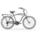 reezero Around Block Men's 7-Speed Beach Cruiser Bicycle, 26 In. Wheels, Matte Gray