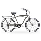 reezero Around Block Men's 7-Speed Beach Cruiser Bicycle, 26 In. Wheels, Matte Gray