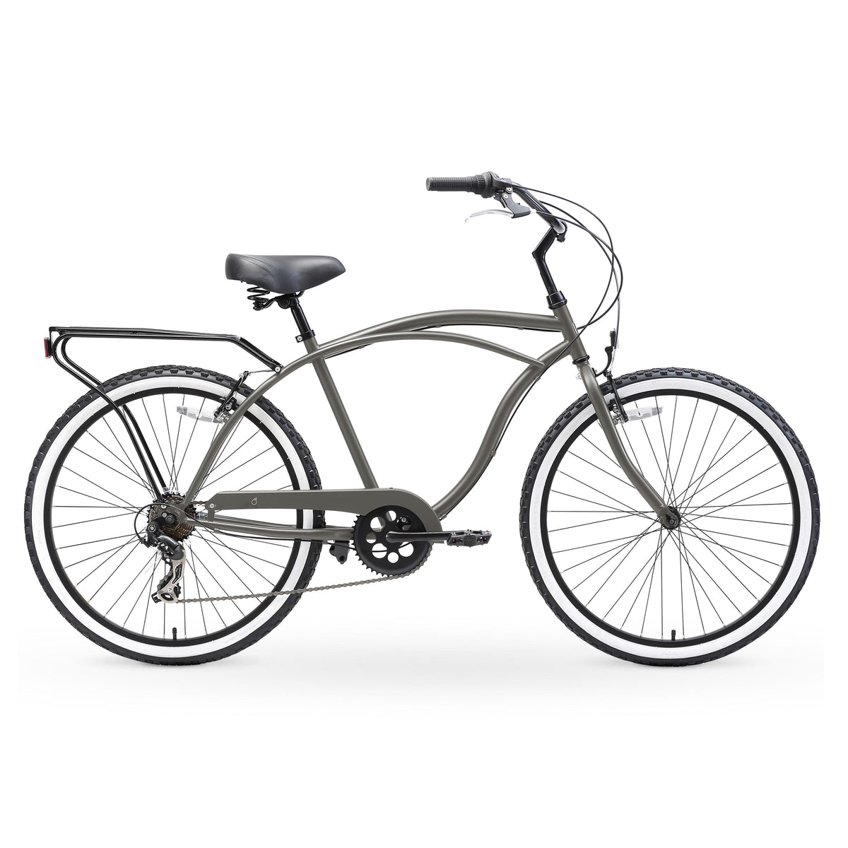 reezero Around Block Men's 7-Speed Beach Cruiser Bicycle, 26 In. Wheels, Matte Gray