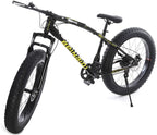 Big Fat Tire Mountain Bike Men Bicycle 26 in High Carbon Steel Frame Outdoor Road Bike 21 Speed Full Suspension MTB