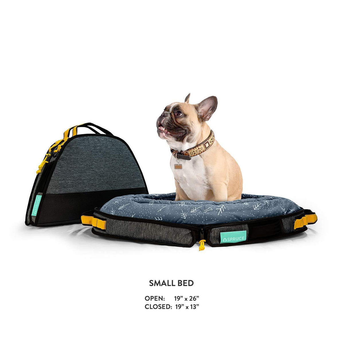 Spruce Pup Indoor/Outdoor Travel Dog Pet Bed - with Foldable, Supportive Foam &amp; Removable Machine Washable Waterproof Fitted Soft -Suede Quilted Sheets, Small Medium LarSizes