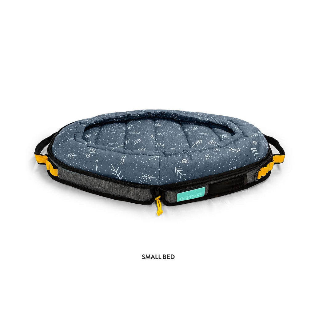 Spruce Pup Indoor/Outdoor Travel Dog Pet Bed - with Foldable, Supportive Foam &amp; Removable Machine Washable Waterproof Fitted Soft -Suede Quilted Sheets, Small Medium LarSizes