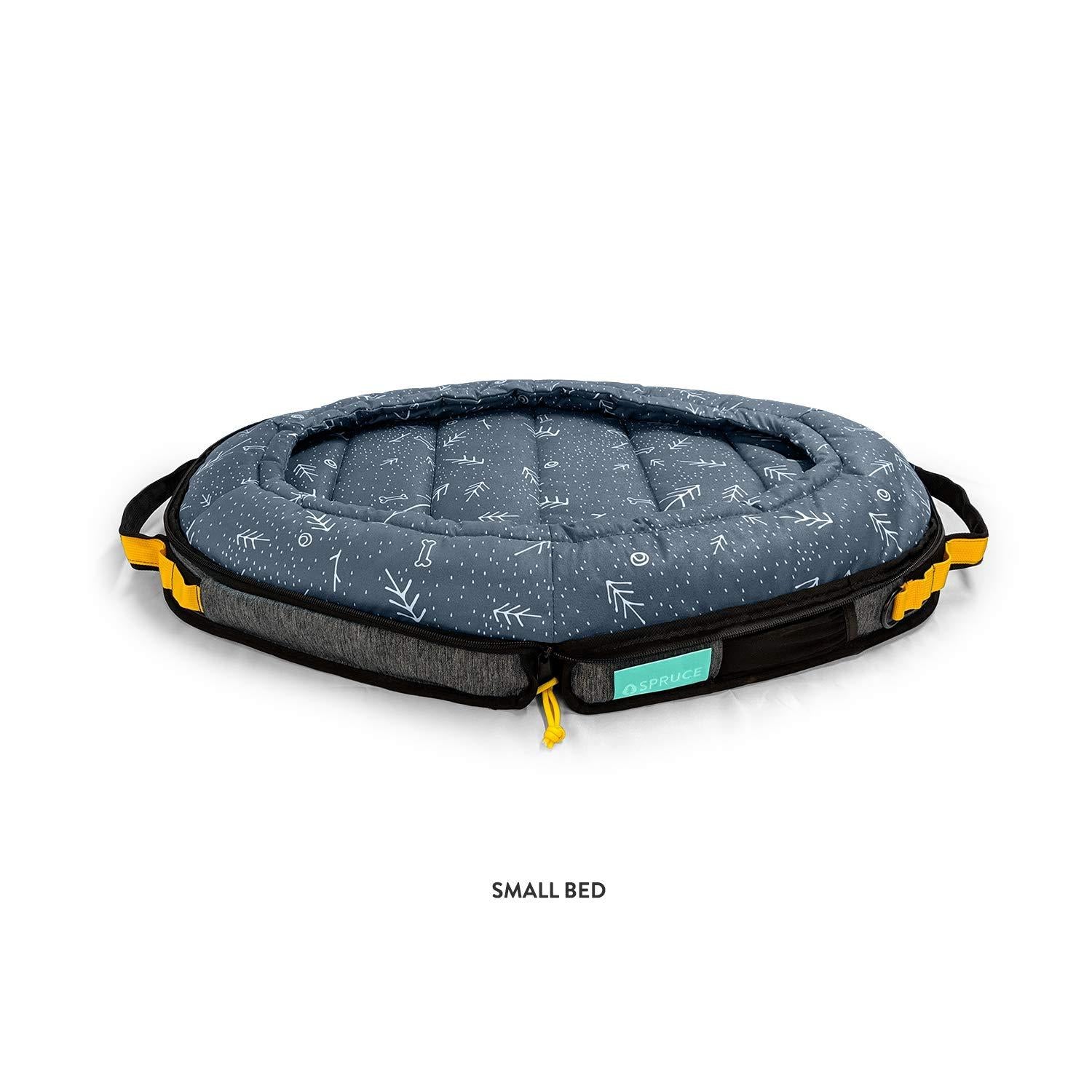 Spruce Pup Indoor/Outdoor Travel Dog Pet Bed - with Foldable, Supportive Foam &amp; Removable Machine Washable Waterproof Fitted Soft -Suede Quilted Sheets, Small Medium LarSizes