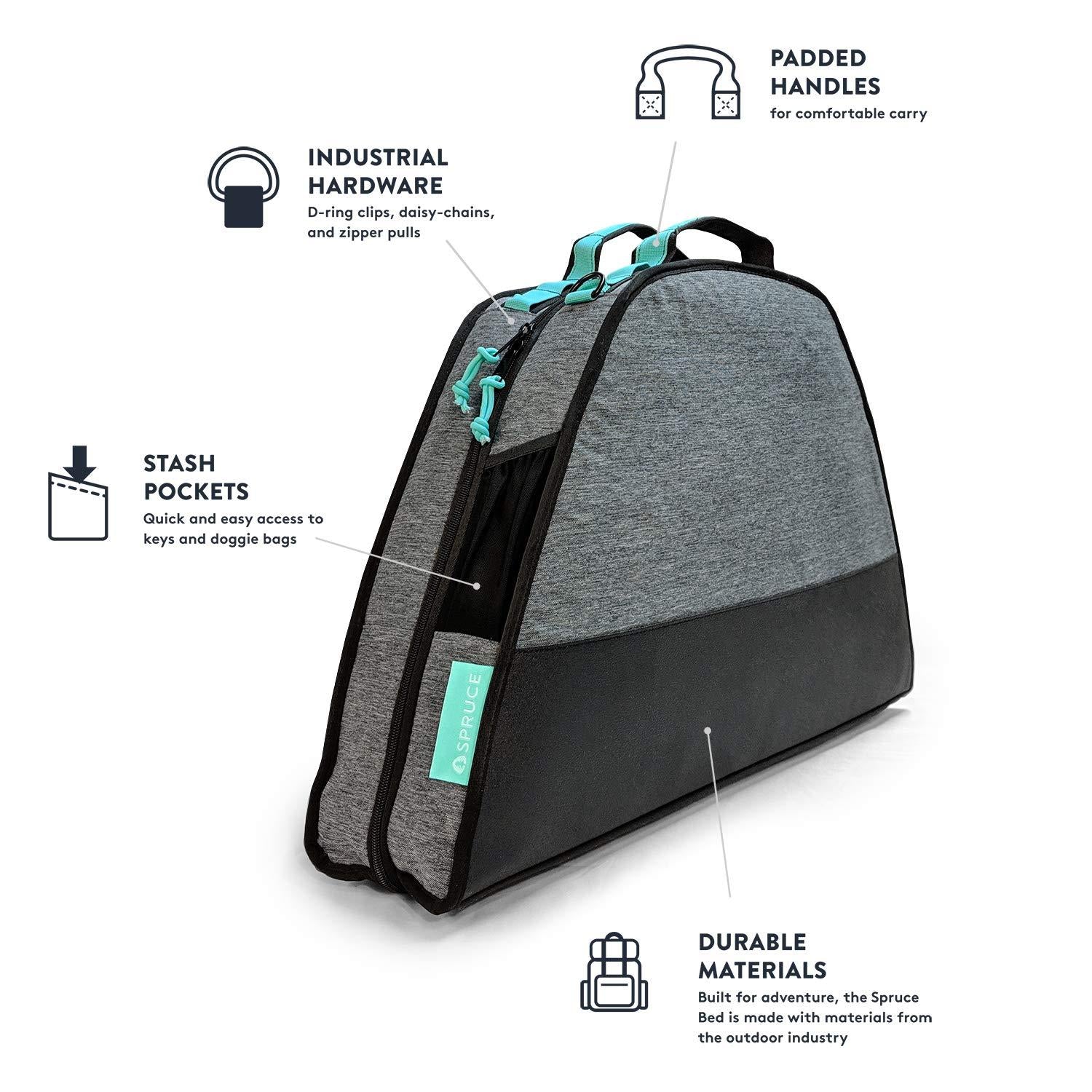 Spruce Pup Indoor/Outdoor Travel Dog Pet Bed - with Foldable, Supportive Foam &amp; Removable Machine Washable Waterproof Fitted Soft -Suede Quilted Sheets, Small Medium LarSizes