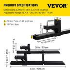 mophorn pallet forks 30" 1500 lbs max, clamp on tractor bucket forks with adjustable stabilizer bar, heavy duty front loader forks 43" total length, fork attachment for skid steer,loader bucket