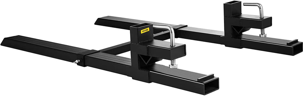 mophorn pallet forks 30" 1500 lbs max, clamp on tractor bucket forks with adjustable stabilizer bar, heavy duty front loader forks 43" total length, fork attachment for skid steer,loader bucket