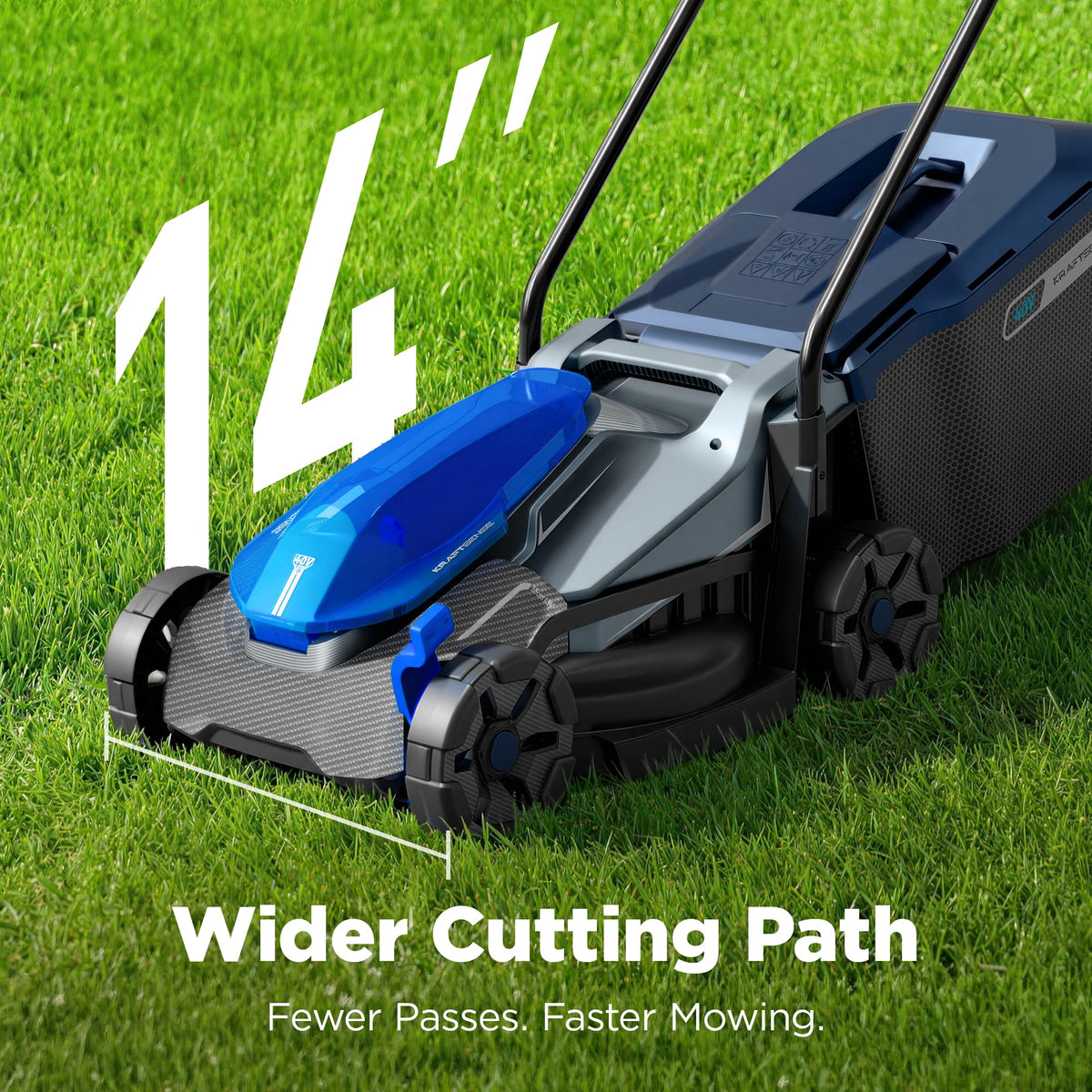 14" Cordless Lawn Mower, 40V Lightweight Push Mower with 4.0Ah Battery &amp; Charger, Ultra-Quiet Motor for Small Yards, Lawn Care, Backyard Maintenance
