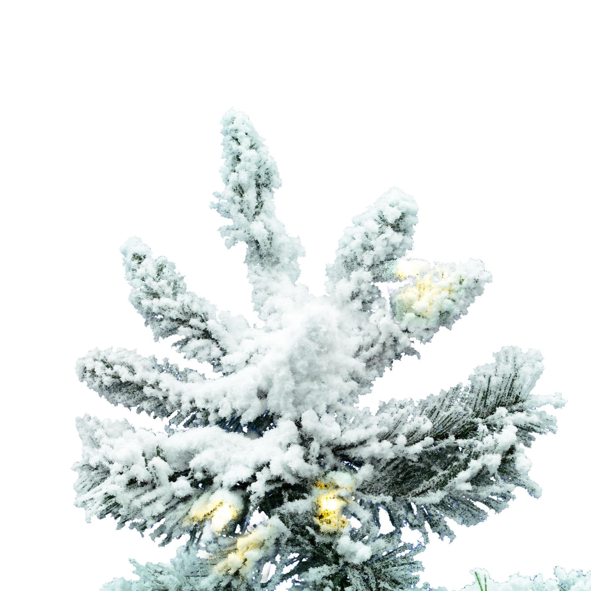 Vickerman 6.5' Flocked Utica Fir Slim Artificial Christmas Tree, Warm White LED Lights - Snow Covered Faux Tree - Seasonal Indoor Home Decor
