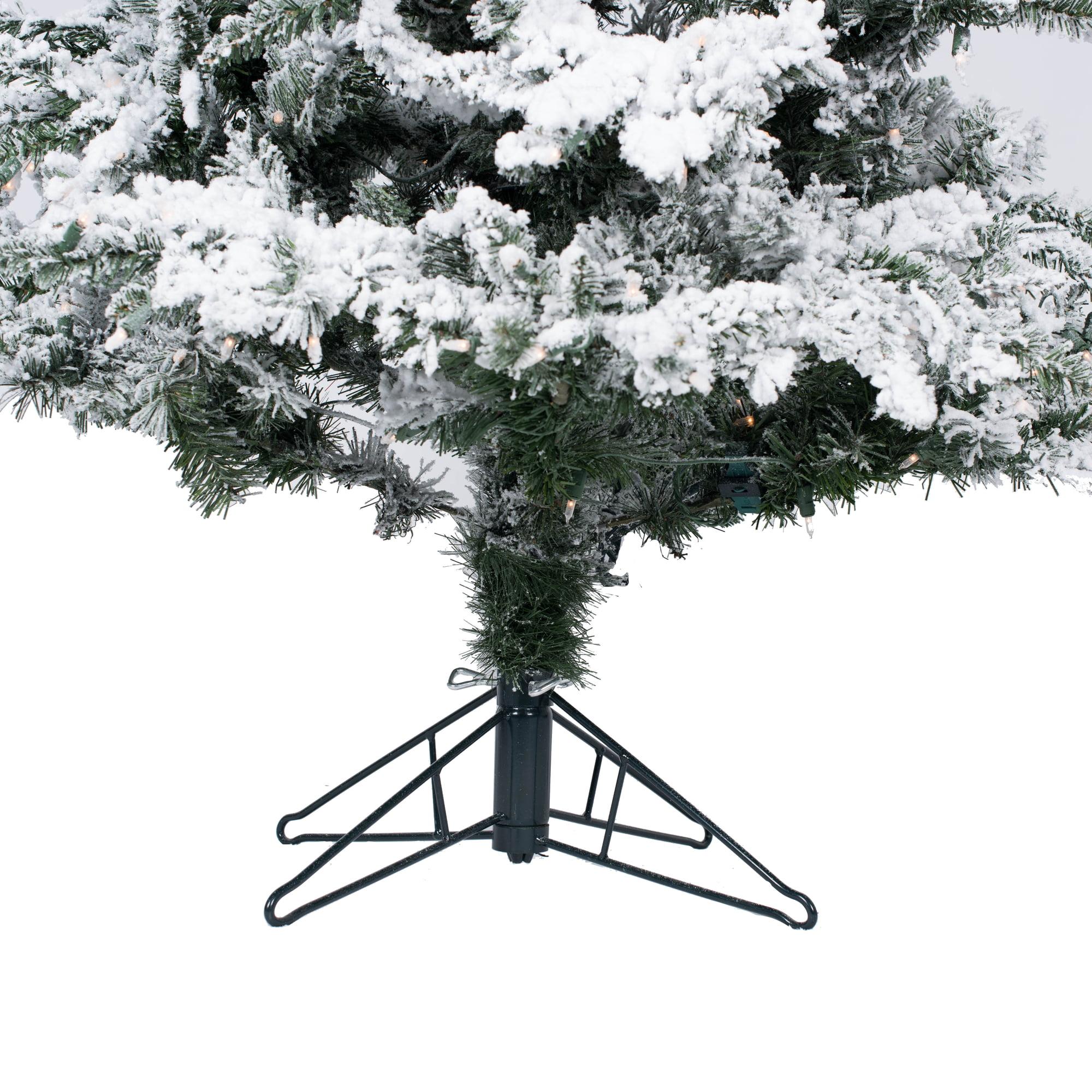 Vickerman 6.5' Flocked Utica Fir Slim Artificial Christmas Tree, Warm White LED Lights - Snow Covered Faux Tree - Seasonal Indoor Home Decor