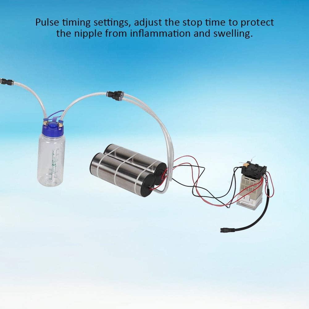5l electric milking machine, double head pulsation vacuum pump milker portable milking supplies with pulse timing settings vacuum pump milker household milking machine (cow/sheep)(cow)