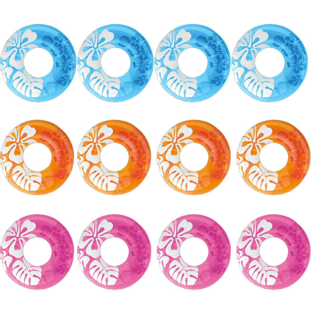 Colorful Transparent Inflatable Swimming Pool Tube Raft (12 Pack) 59251EP