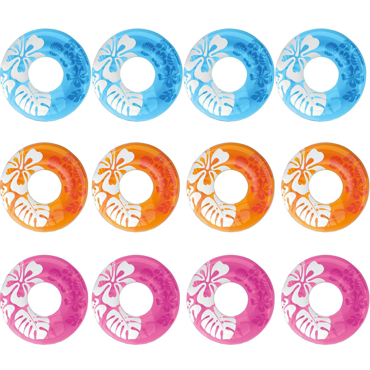 Colorful Transparent Inflatable Swimming Pool Tube Raft (12 Pack) 59251EP