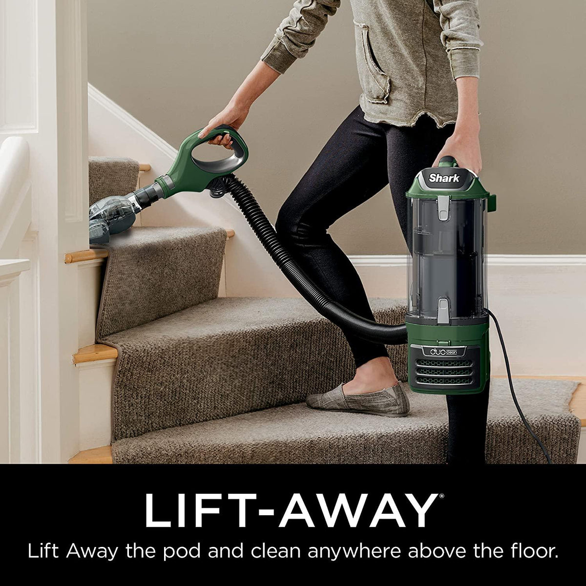 Shark ZU782 Rotator Lift-Away DuoClean Pro Upright Vacuum with Self-Cleaning Brushroll, DuoClean, HEPA Filter, Headlights, Swivel Steering, Upholstery Tool, Pet Power Brush &amp; Crevice Tool, Sage Green