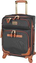 er Luggage Collection - Lightweight Softside Expandable Suitcase for Men &amp; Women - Durable 20 Inch Carry On Bag with 4-Rolling Spinner Wheels (20in, Global Black)