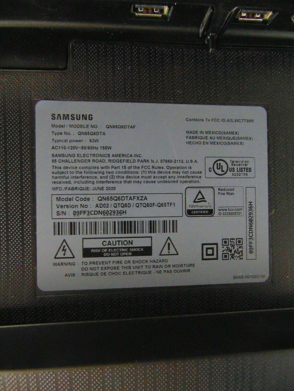 samsung 65" class q6dt qled 4k uhd hdr smart tv