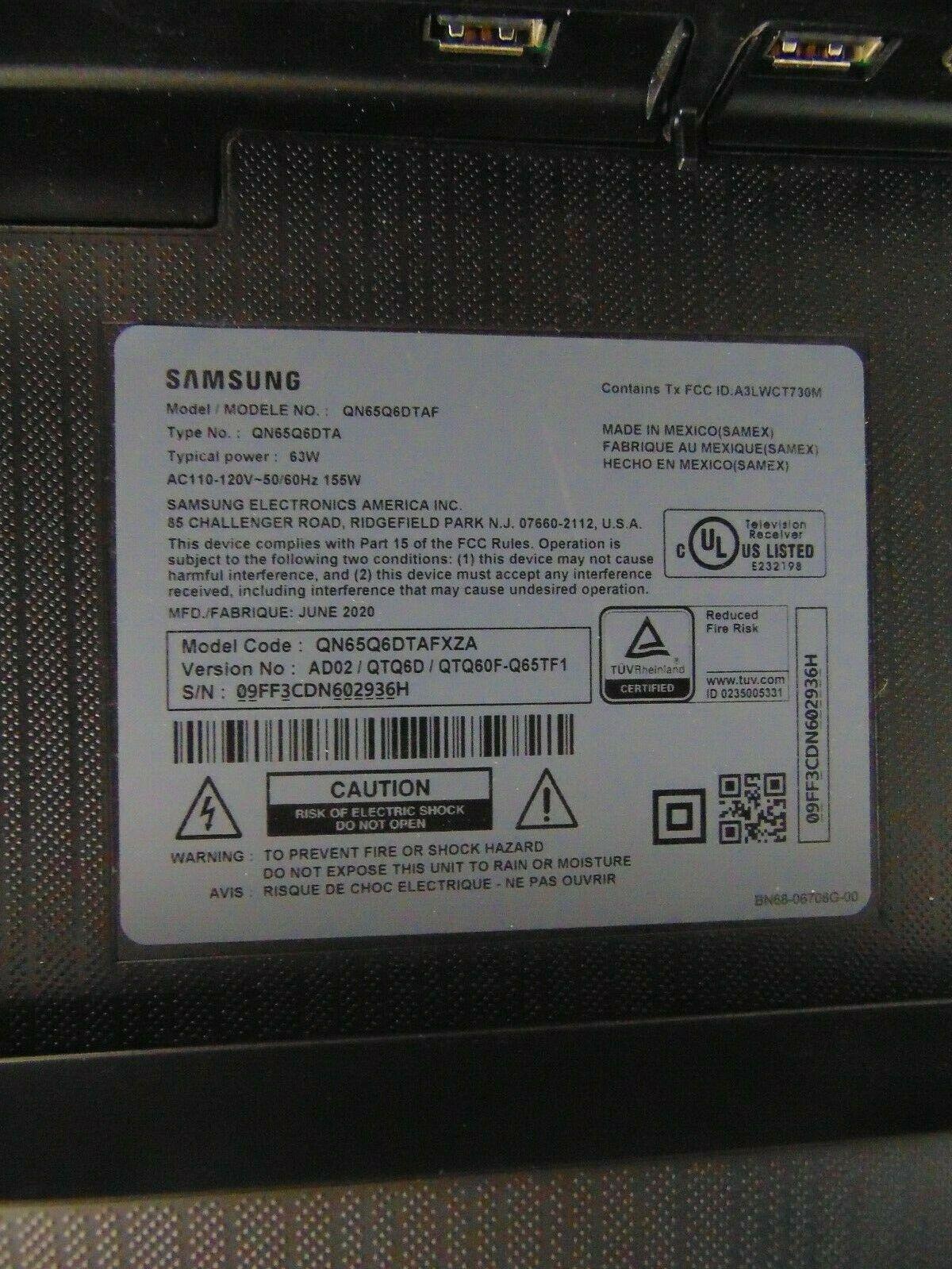samsung 65" class q6dt qled 4k uhd hdr smart tv