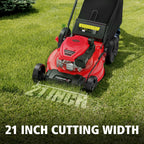 21" 2-in-1 Push Lawn Mower, 144cc Engine,Mulching, Bagging, High Wheels, Lightweight and Easy Assembly,6 Cutting Height, Lightweight,for Garden Yard