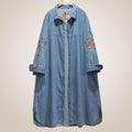 babakud women denim embroidery loose casual coat