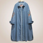 babakud women denim embroidery loose casual coat