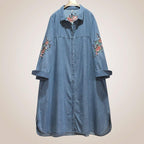 babakud women denim embroidery loose casual coat