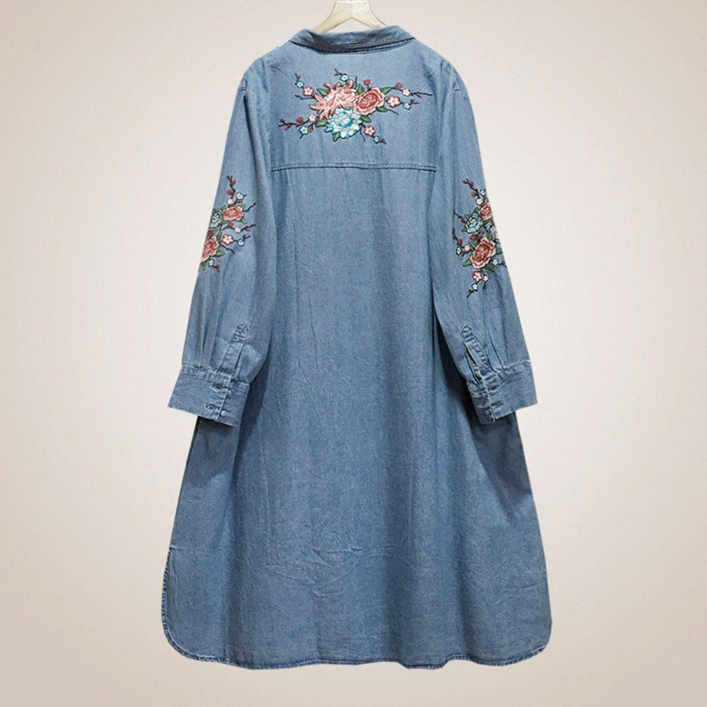 babakud women denim embroidery loose casual coat
