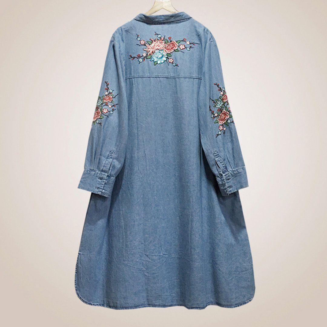 babakud women denim embroidery loose casual coat