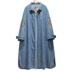 babakud women denim embroidery loose casual coat