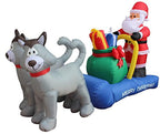 Bzb Goods 7 Foot Long Christmas Inflatable Santa Claus On Sleigh With Husky Decoration