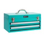 Metal Tool Box with Drawers, Storaand Organization Tool Chest, Powder Coat Finish, 18.1 x 8.7 x 9.5 in, Turquoise
