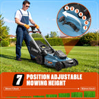 21" 60V Electric Push Lawn Mower, Cordless Push Mower with 6.0Ah Battery &amp; Charger, 7-Height Adjustment, LED Light (Note: Battery &amp; Mower Shipped Separately)