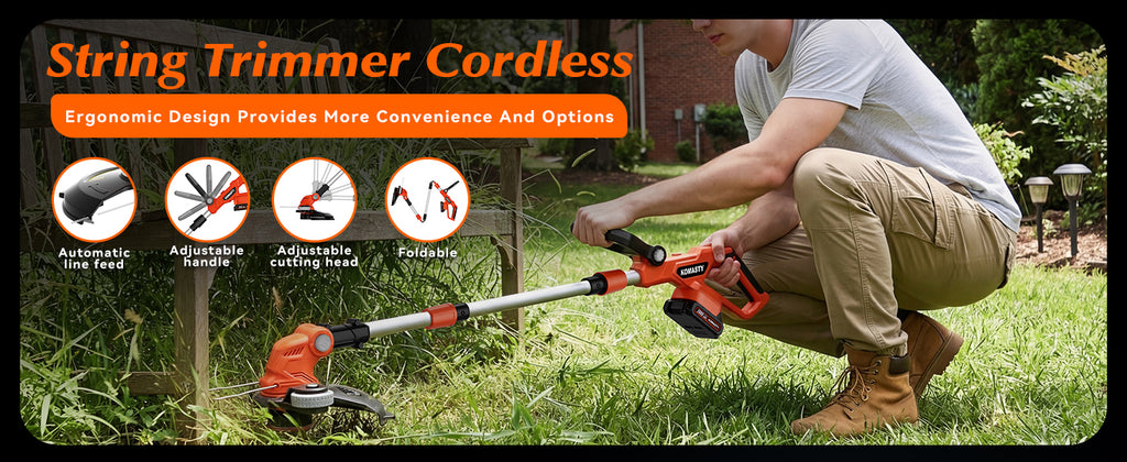 20V Electric Weed Wacker Cordless Edger Lawn Tool 2 X 2.0Ah Battery Powered Weed Eater with Charger, 12 Inch Lightweight String Trimmer, Auto Line Feed Grass Cutter Lawn Mower for Small Yard Garden