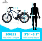NF MaxFoot MF-18 Electric Bike 26" Fat Tire, 750W 48v 13Ah Mountain Ebikes, Removable Lithium Battery Commuter Bicycle, 23 MPH Max Speed LCD Display