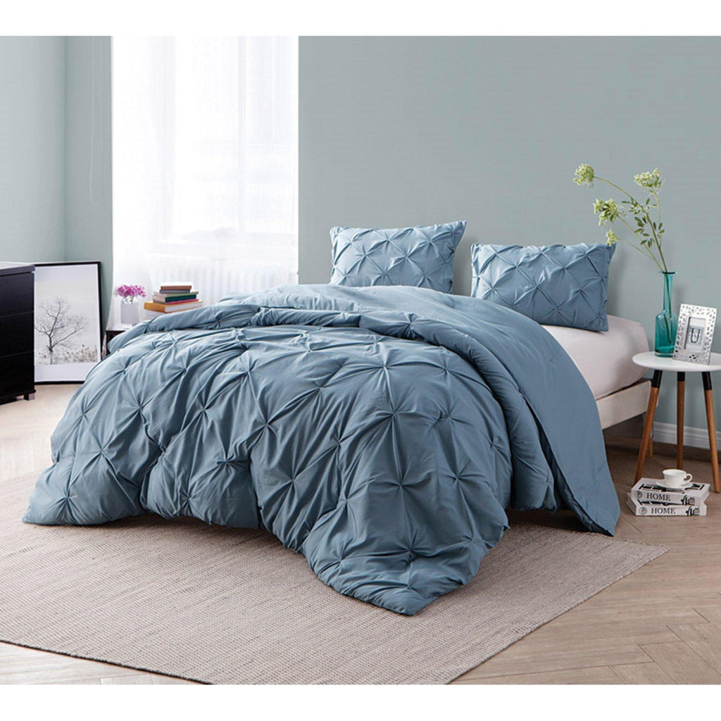 BYB Pacific Blue Pin Tuck Comforter - King