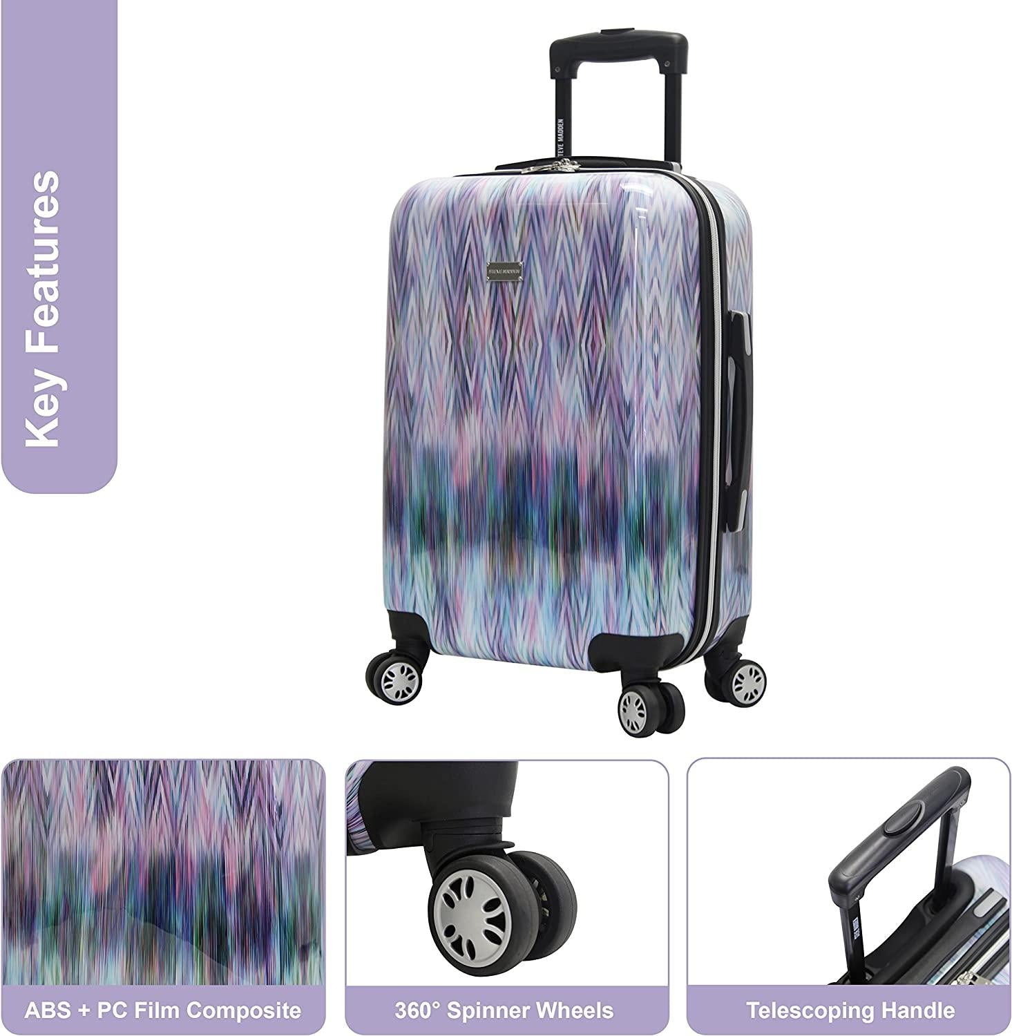 20 Inch Carry On Luggage Collection - Scratch Resistant (ABS + PC) Hardside Suitcase - er Lightweight Bag with 8-Rolling Spinner Wheels (Diamond)