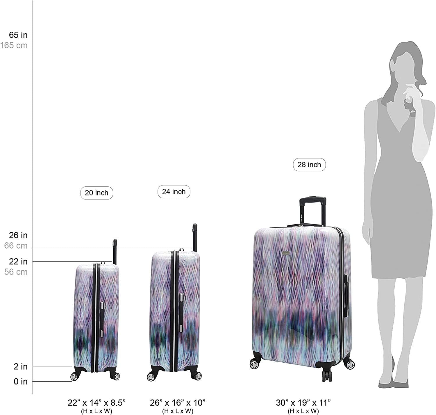 28 Inch Checked Luggage Collection - Scratch Resistant (ABS + PC) Hardside Suitcase - er Lightweight Bag with 8-Rolling Spinner Wheels (Diamond)