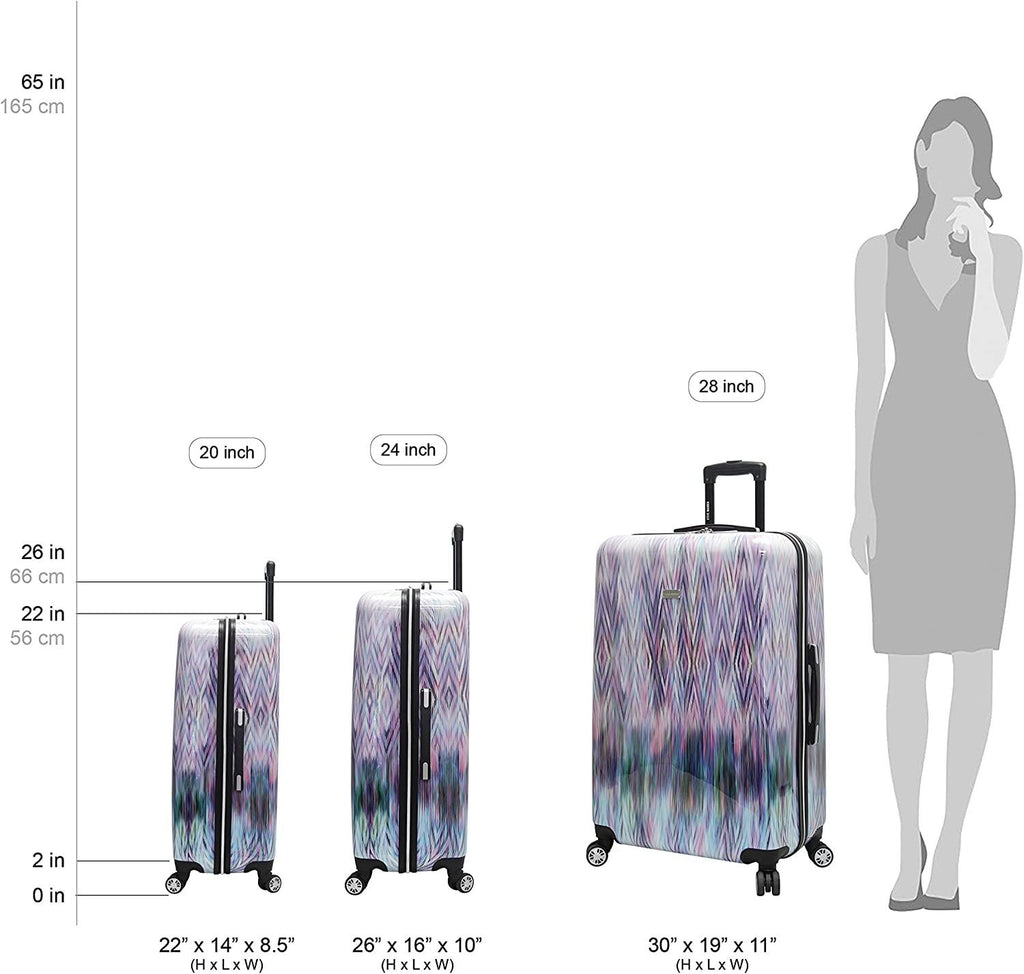 Luggage Collection - 3 Piece Hardside Lightweight Spinner Suitcase Set - Travel Set includes 20 Inch Carry On, 24 inch and 28 Inch Checked Suitcases (Diamond)