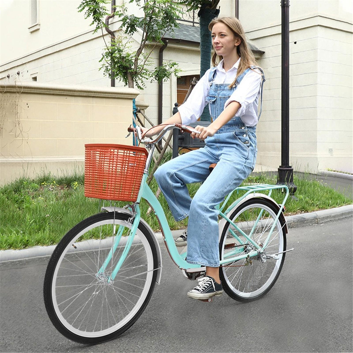 26 Inch Classic Bicycle Retro Bicycle Beach Cruiser Bicycle Retro Bicycle,Cruiser Bikes,Blue