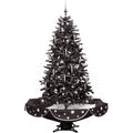 Fraser Hill Farm White Prelit LED Black Decorated Pine Musical Christmas Tree, with Umbrella Base 6.25'