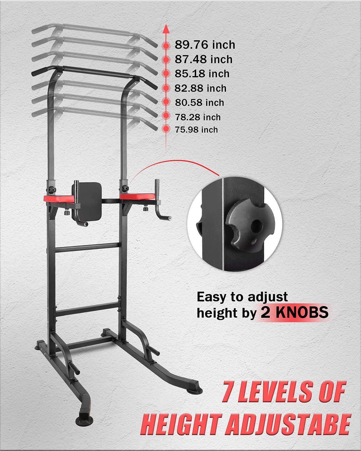 INTEY Power Tower Dip Station Pull Up Bar for Home Gym Strength Training Workout Equipment Adjustable Multi-Function Home Gym Fitness Equipment