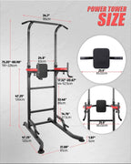 INTEY Power Tower Dip Station Pull Up Bar for Home Gym Strength Training Workout Equipment Adjustable Multi-Function Home Gym Fitness Equipment