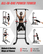 INTEY Power Tower Dip Station Pull Up Bar for Home Gym Strength Training Workout Equipment Adjustable Multi-Function Home Gym Fitness Equipment