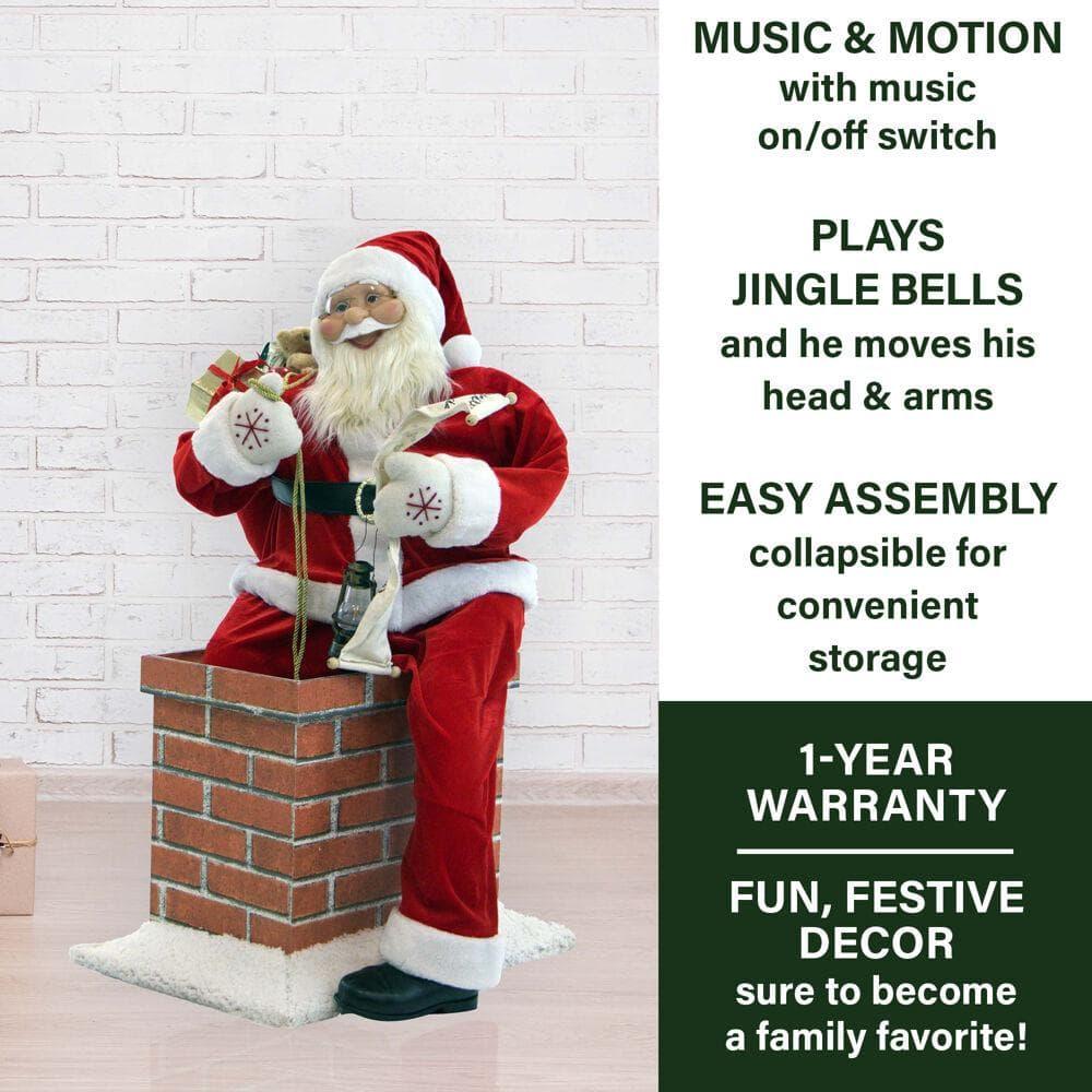 48 in. Christmas Music and Motion Santa Claus in Chimney